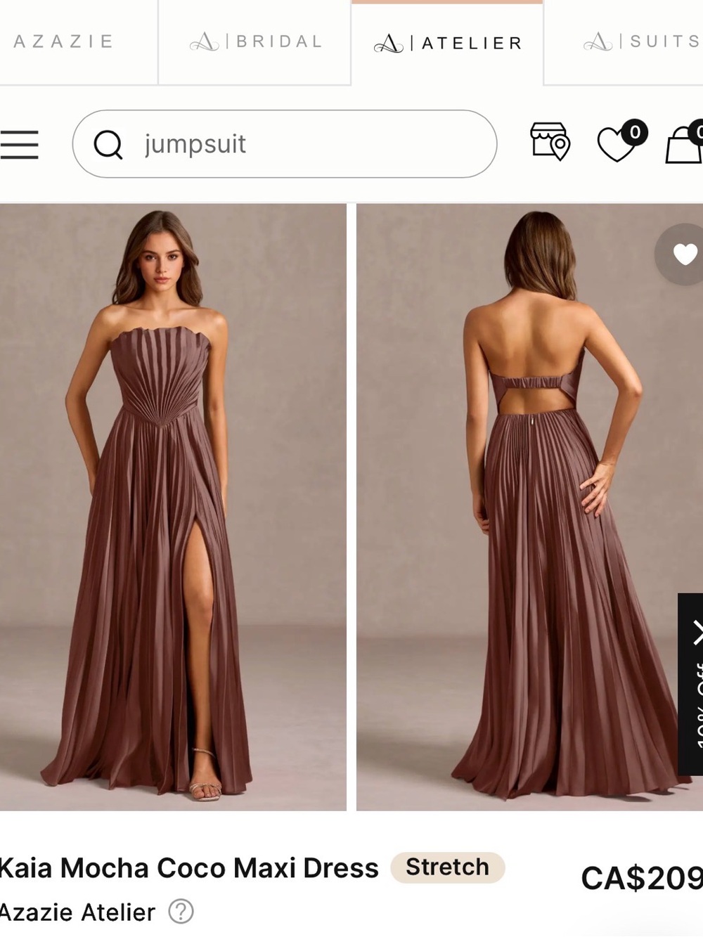 Azazie Kaia Maxi Dress in Mocha Coco